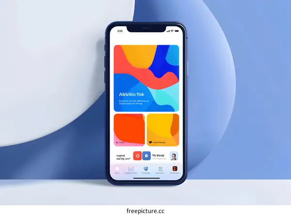 Mobile Phone App Interface with Colorful Abstract Shapes