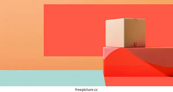 Minimalist Product Photography Mockup with Cardboard Box on Colorful Background