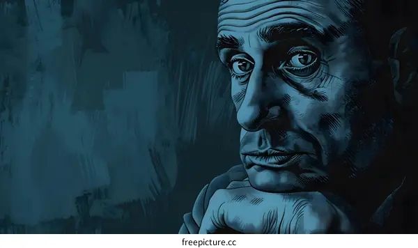 Portrait of a Man in a Blue Tonal Color Scheme