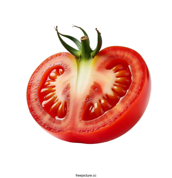 [Transparent Background PNG]Fresh Red Tomato Cut in Half with transparent background