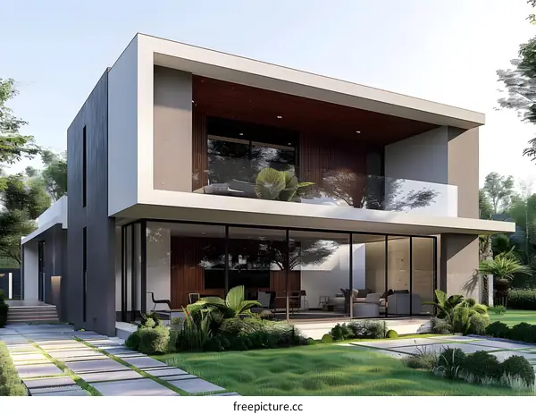 Modern House Design with Large Windows and Patio