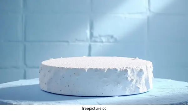 Abstract White Product Display Stand on Light Blue Background