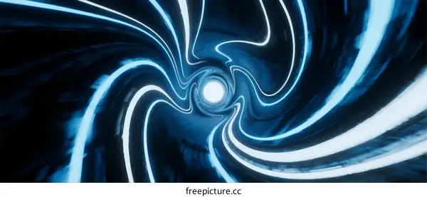 Blue Light Vortex with Abstract Spiral Pattern in Dark Background
