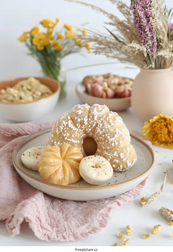 Sweet Doughnuts and Pastry on a Plate