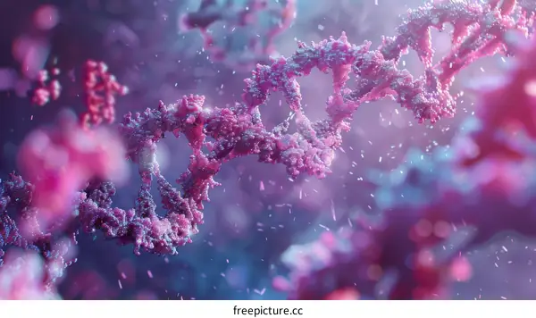 Rendered DNA Double Helix on a Purple Background