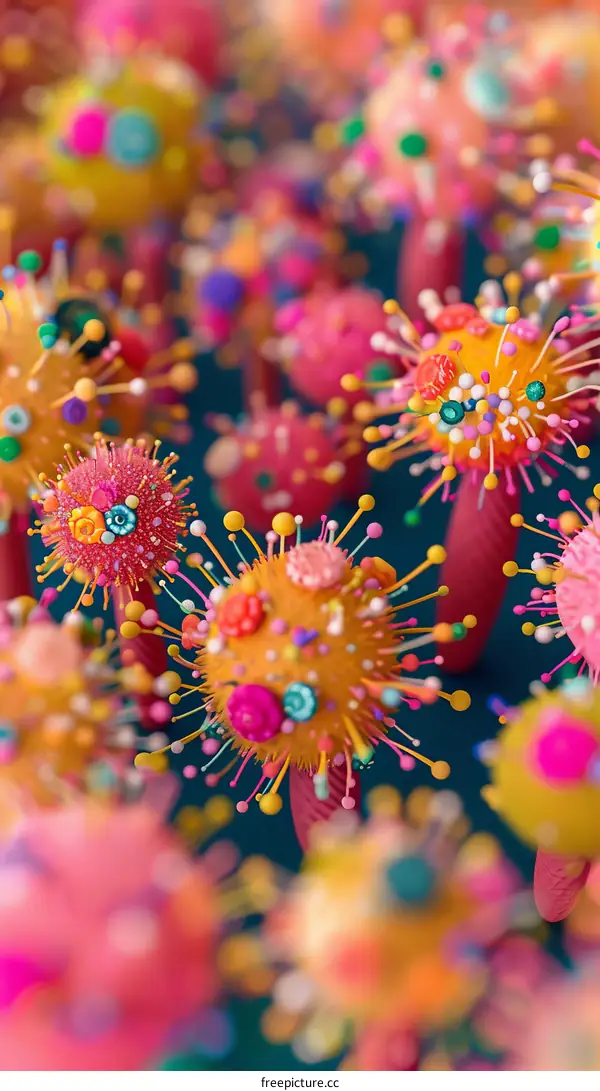 Colorful Virus Field Abstract Illustration