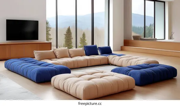 Modern Modular Sofa Arrangement in a Luxurious Living Room