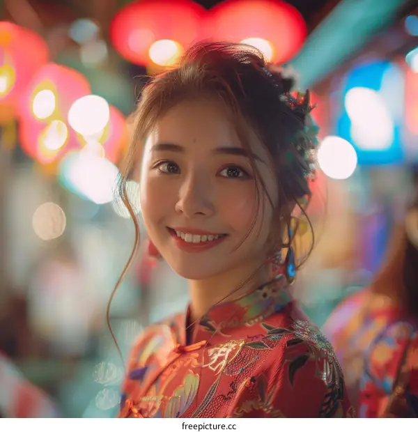 Portrait of a young Chinese woman in traditional clothing