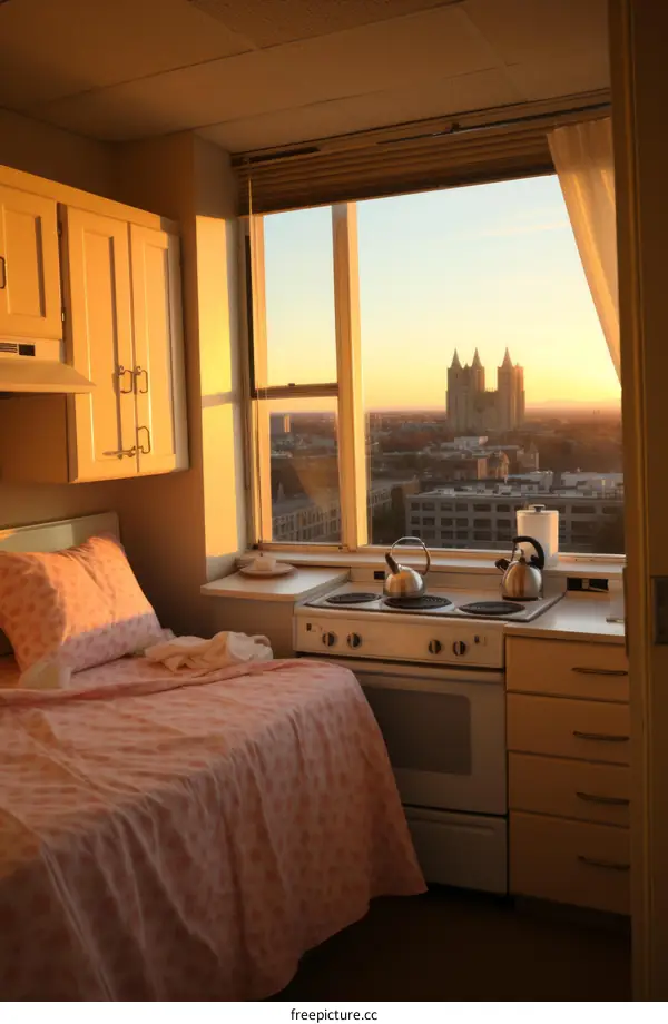 Cozy studio apartment with a beautiful view of the city