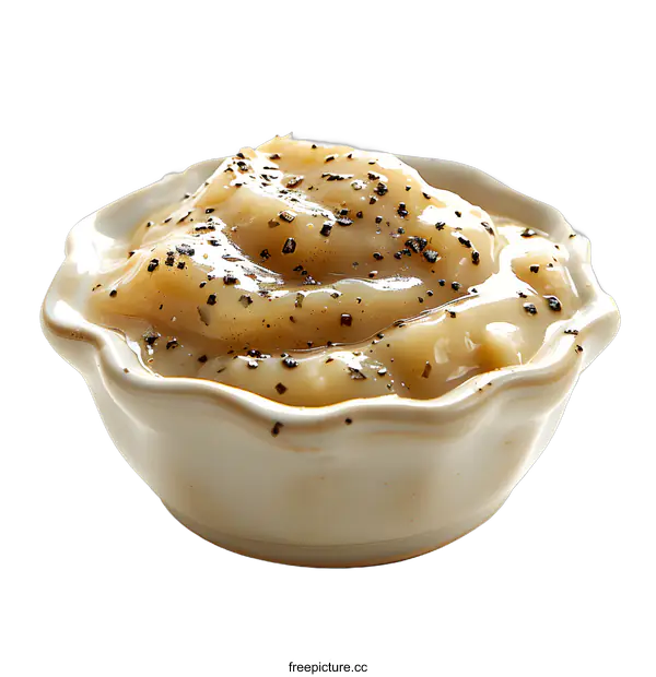 [Transparent Background PNG]Bowl of mashed potatoes with black pepper