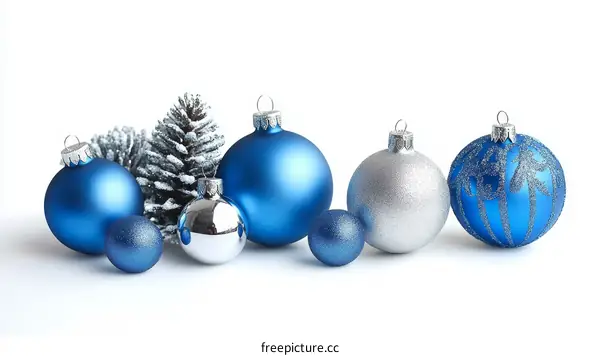 Christmas Ornaments in Blue and Silver