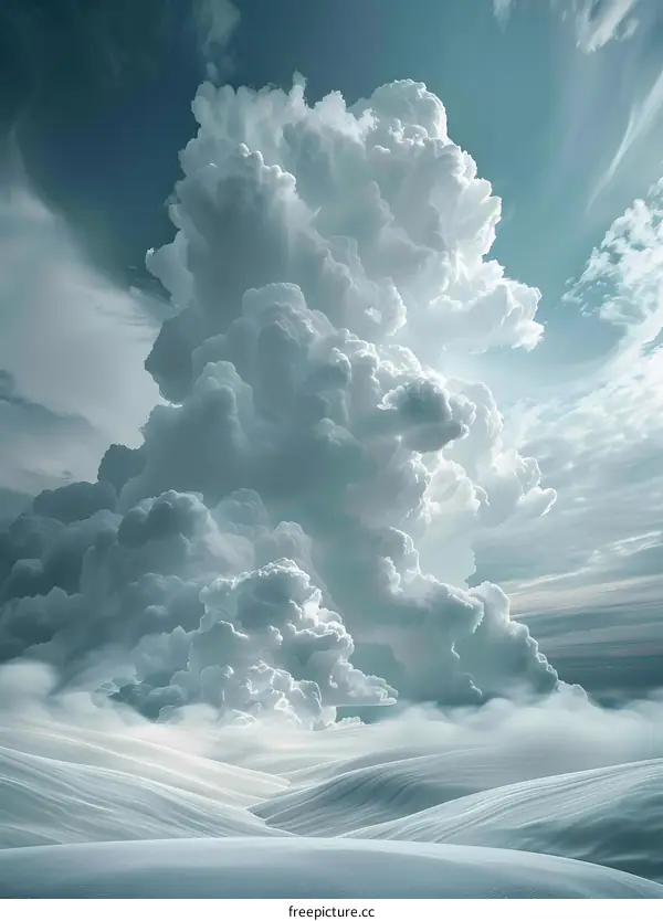 Large white clouds over white sand dunes