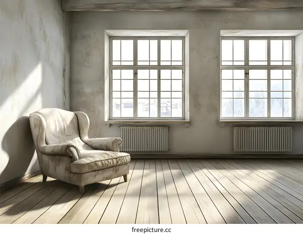 Vintage Room with Armchair and Windows