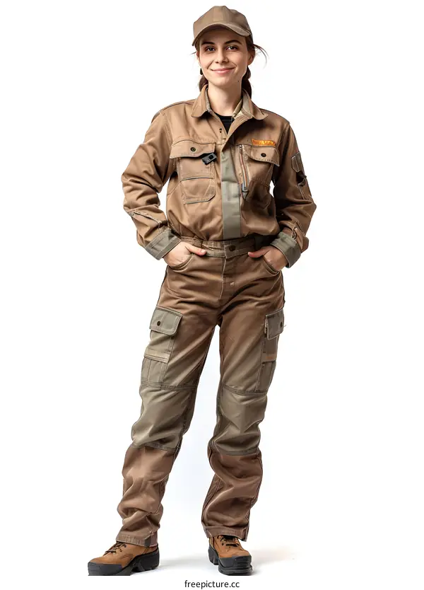 portrait of a smiling woman in work clothes