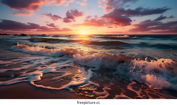Mesmerizing Sunset Embraces the Ocean