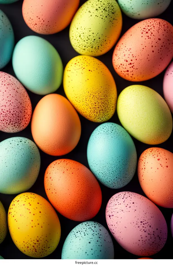 Colorful Easter Eggs on a Dark Background