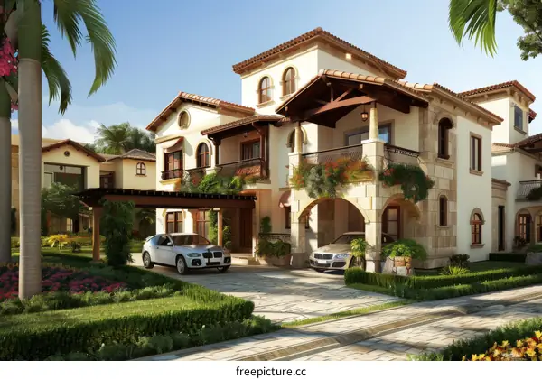 Luxurious Villa in the Spanish Architectural Style with Opulent Amenities