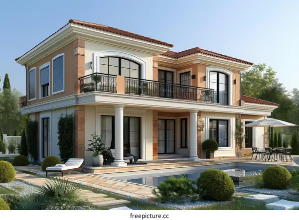 Luxury Villa Exterior Design with Swimming Pool