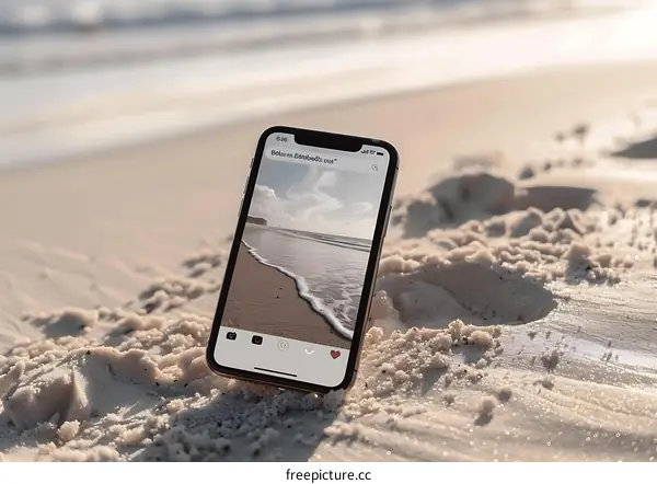 Smartphone on the Beach with Ocean View
