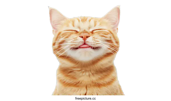 [Transparent Background PNG]Happy Orange Tabby Cat with Tongue Out