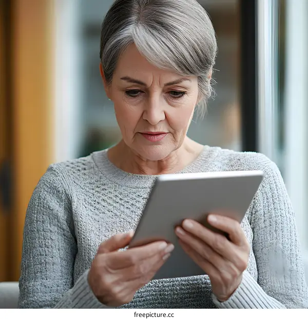 Caucasian Woman Using Tablet