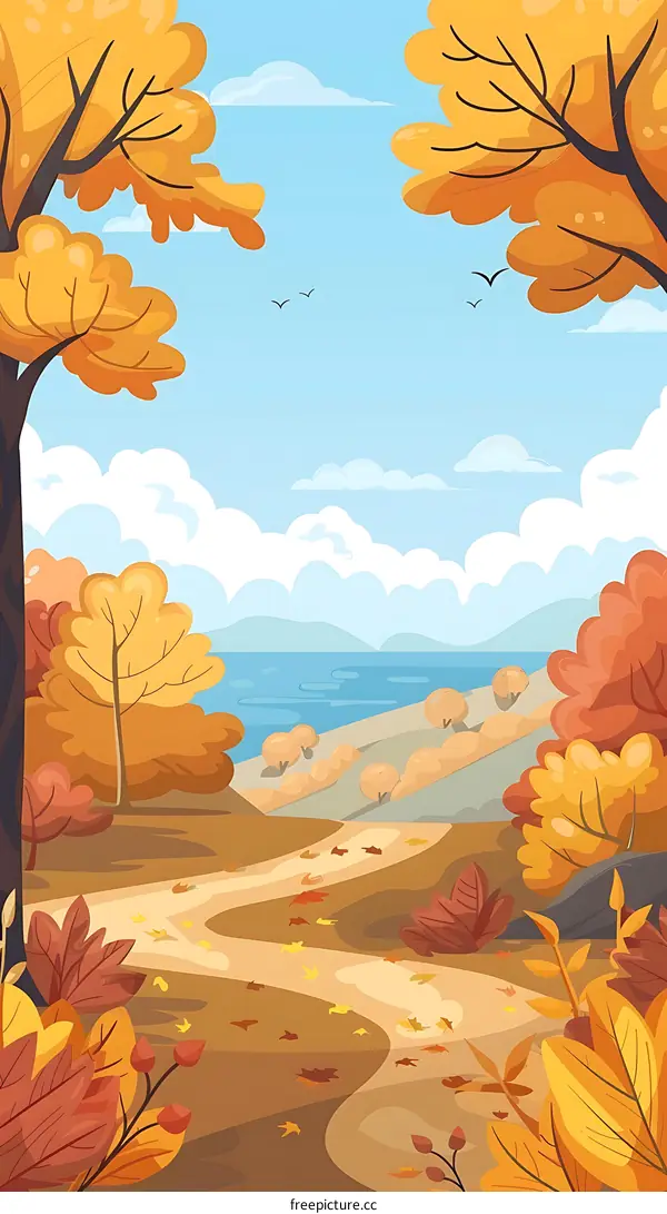 Autumn Landscape With Winding Path