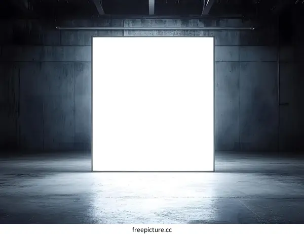 Empty Room With White Light Illuminated Wall