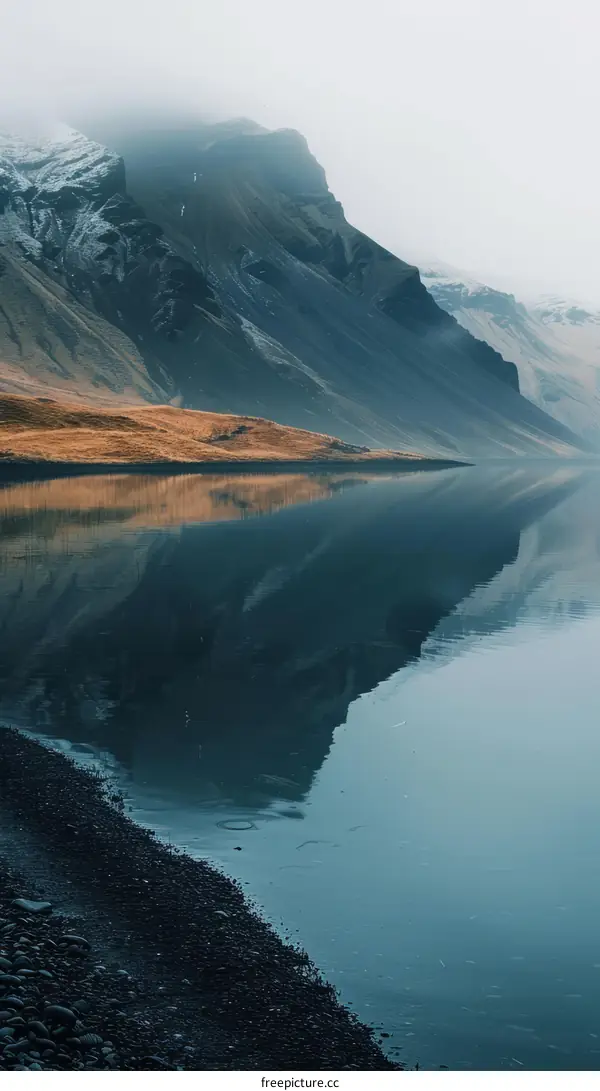 Mountains and lake in iceland