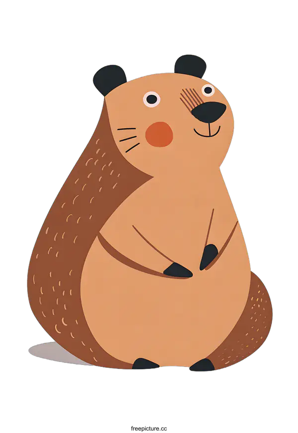 [Transparent Background PNG]Cute Cartoon Illustration of a Sitting Groundhog