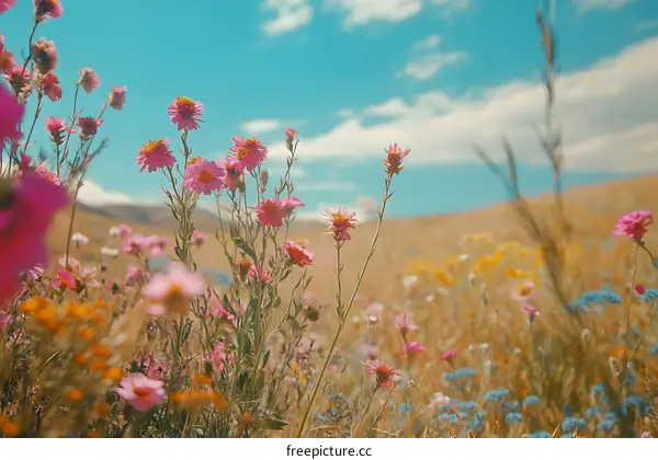 Field of Wildflowers Under a Blue Sky
