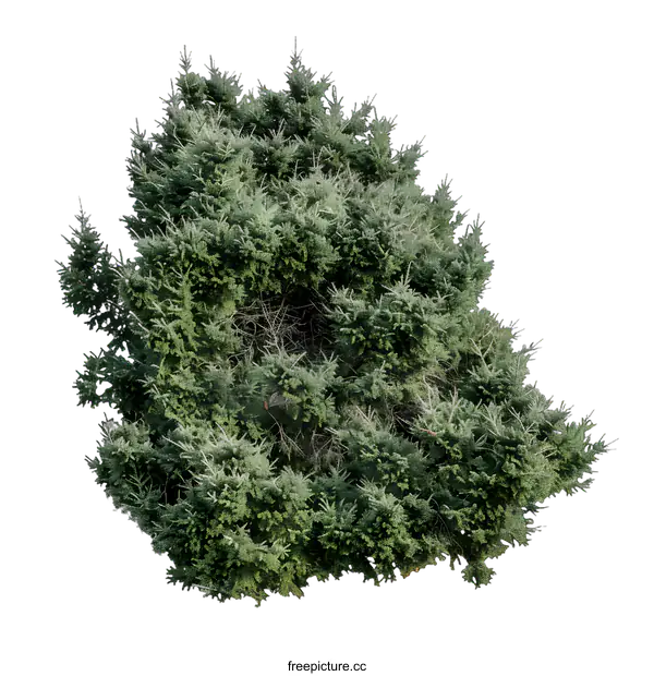 [Transparent Background PNG]Green Evergreen Tree Isolated on White Background