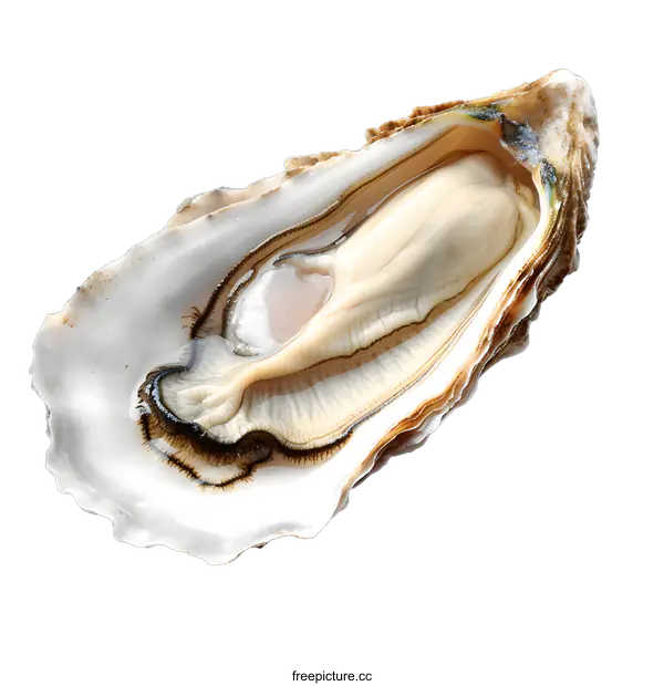 [Transparent Background PNG]Freshly Shucked Oyster on White
