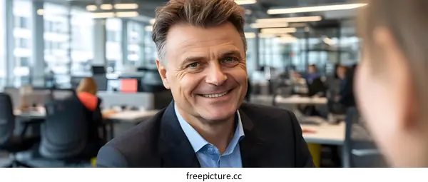 Smiling Businessman In Office Environment