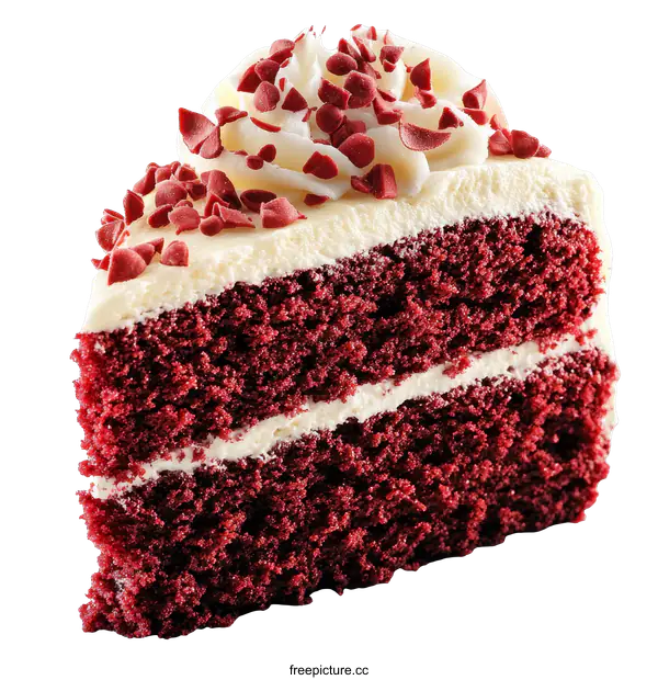 [Transparent Background PNG]Delicious Red Velvet Cake Slice Close-up