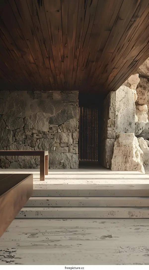 Modern Minimalist Stone And Wood House Interior Design