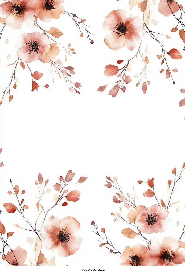 Delicate Watercolor Floral Border Design