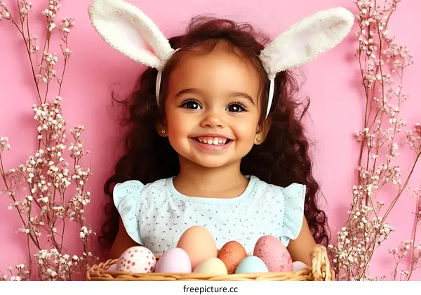 Easter Celebration with a Smiling Girl