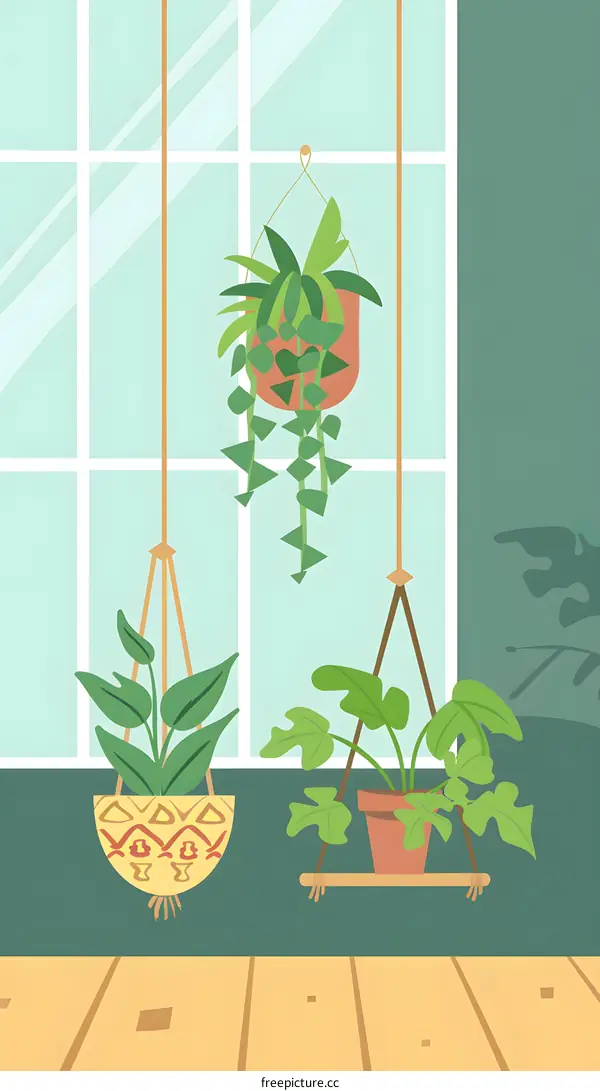 Indoor Plants Hanging Near Window