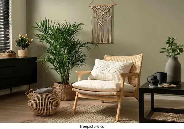 Bohemian Living Room with Natural Elements