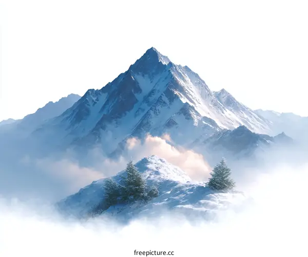 Majestic Snowy Mountain Peaks in a Misty Landscape