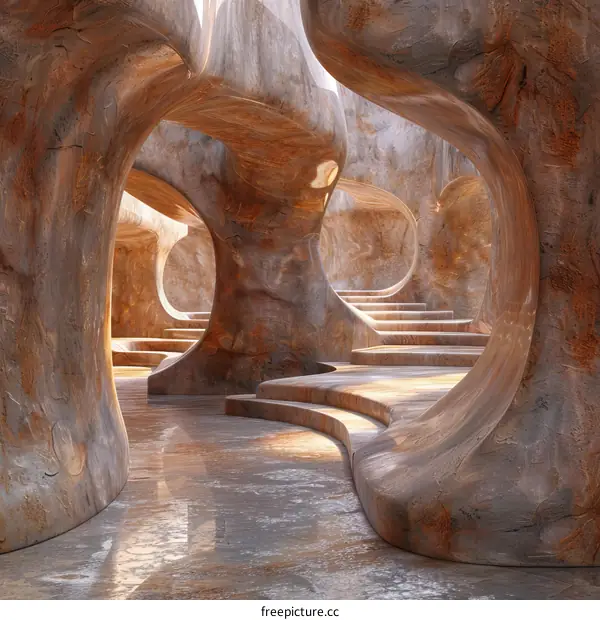 Rock Corridor Glowing with Sunlight