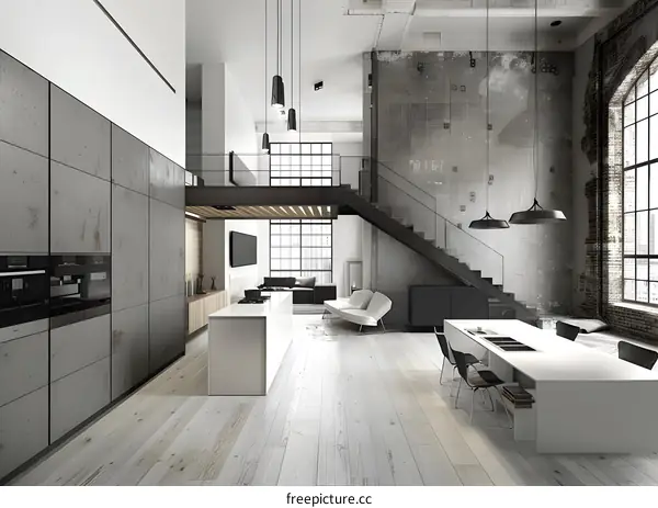 Modern Open Concept Loft Apartment Kitchen Design