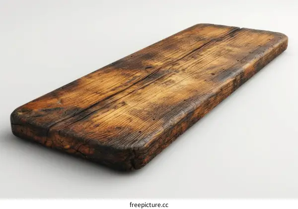 old wooden cutting board isolated on white background