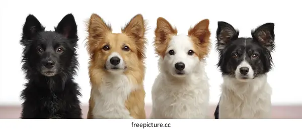 Four Dogs in Studio Portrait