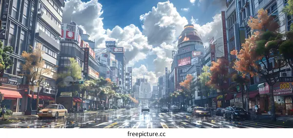 An empty street with cars parked on the side