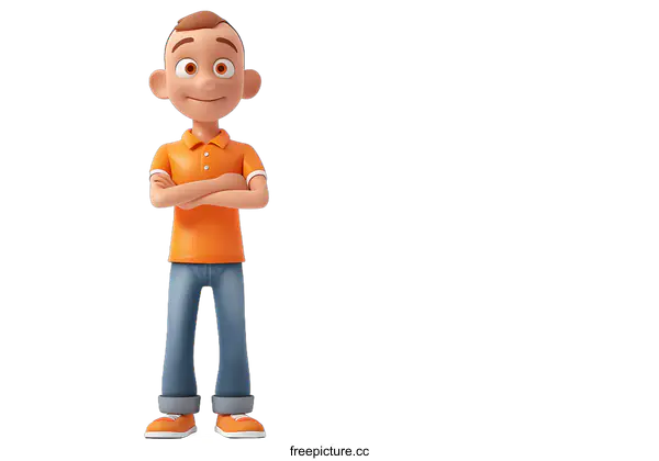 [Transparent Background PNG]Confident Boy Cartoon Character