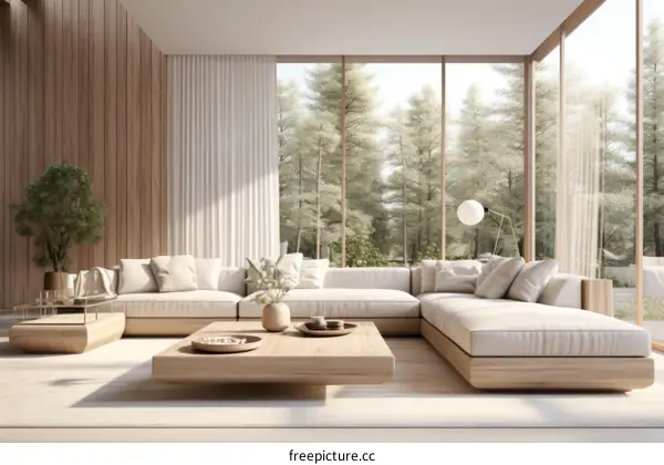 Bright and Airy Living Room With Large Windows and Neutral Colors