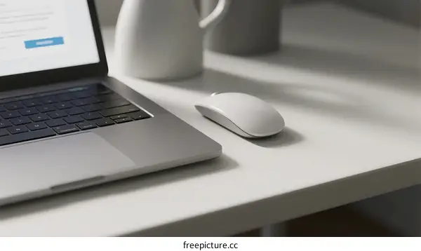 Laptop with mouse on a clean desk for work or study