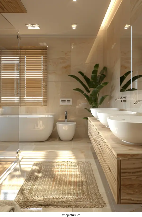 Modern Luxurious Beige Bathroom Interior Design