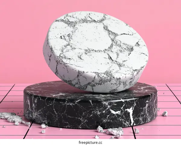 Abstract Geometric Shapes in Pastel Pink Background